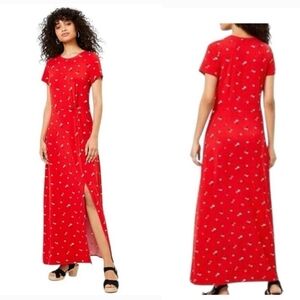 Loft Cherry knit Red Maxi Dress XS